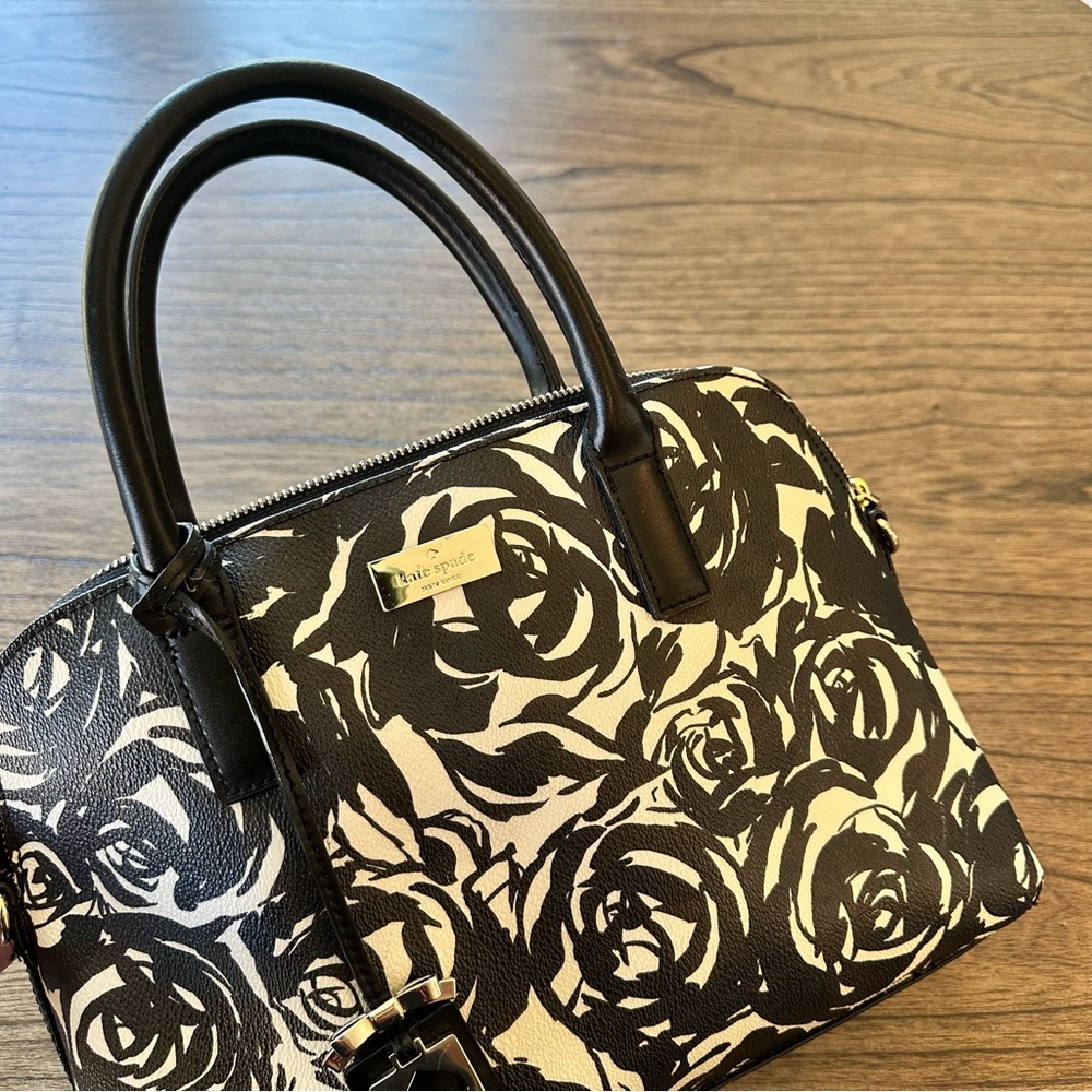 Black and white rose Kate Spade Satchel